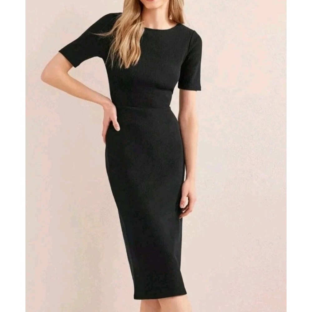 Boden Cutout Ribbed Jersey T-Shirt Dress 16/18 Black Plus Size